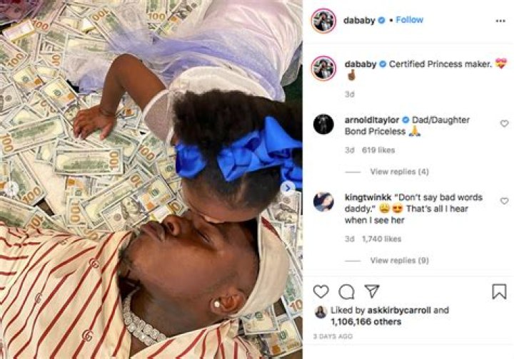 ‘A Heartfelt Cringe’: DaBaby Causes a Divide Among Fans After Posting Daughter Lying in a Pile of Money