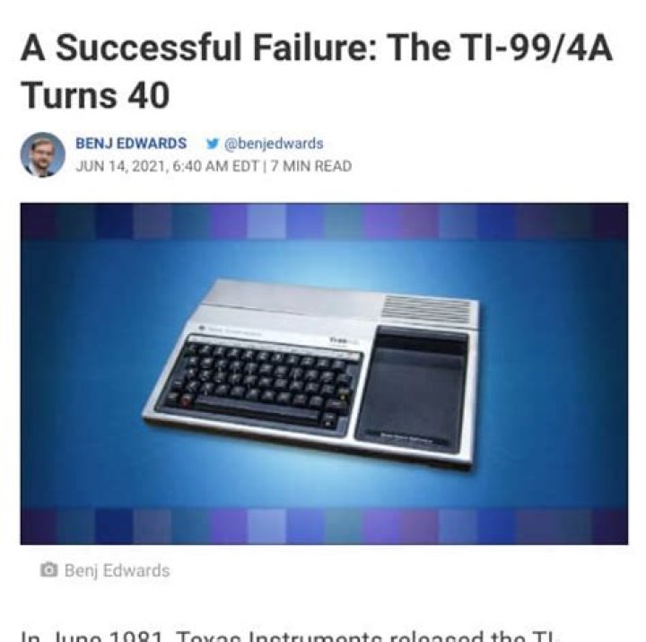 A Successful Failure: The TI-99/4A Turns 40