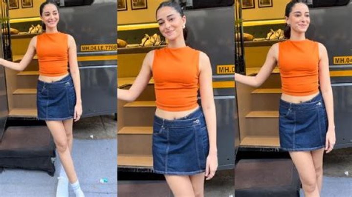 Ananya Panday in an orange crop top paired with denim skorts is a chic call for summer