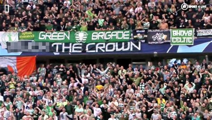 Celtic fans display massive 'f*** the crown' banner as players wear black armbands in tribute to The Queen