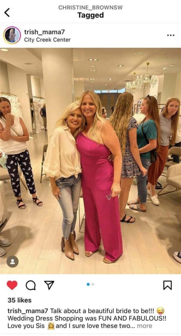 Christine Brown stuns in off-the-shoulder pantsuit while wedding dress shopping