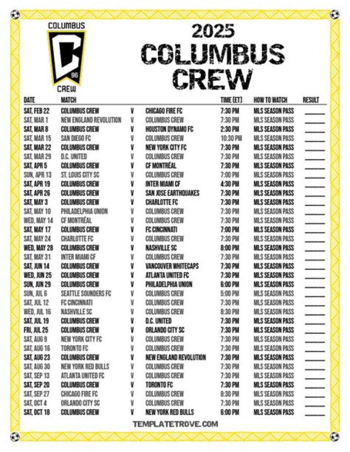 Columbus Crew - Schedule 2024