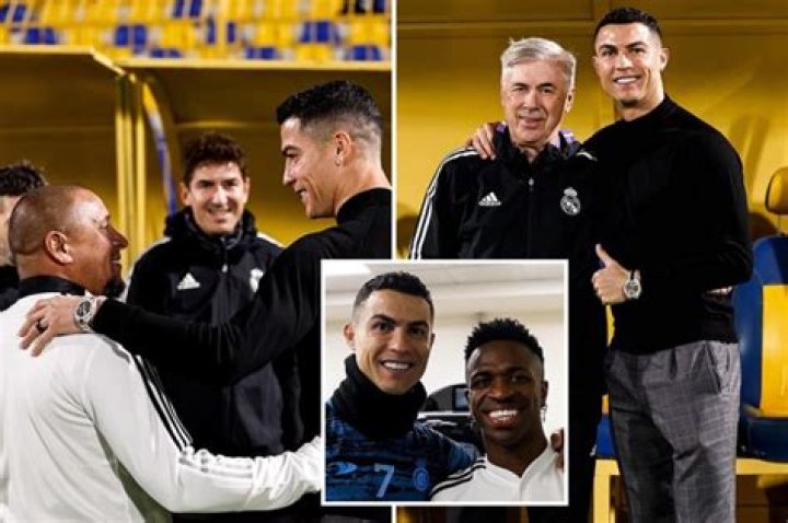 Cristiano Ronaldo meets up with his old Real Madrid pals and poses for photos as Los Blancos face Barcelona in Saudi