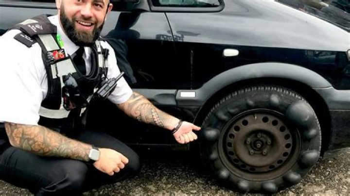 Dangerous car tyre covered in huge bulges spotted on the school run