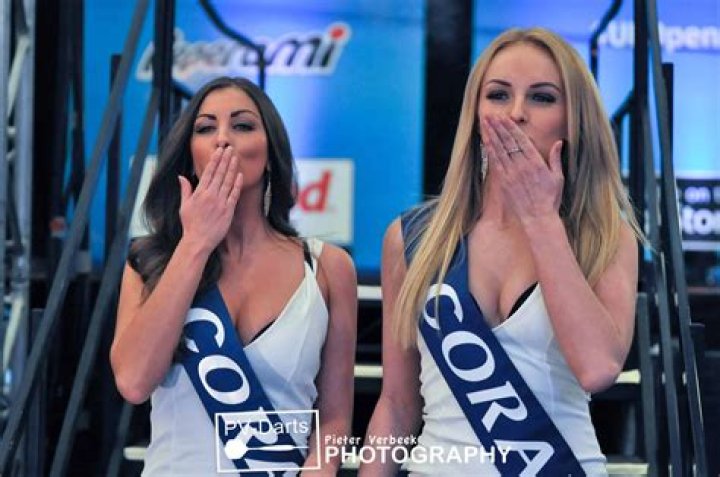 Darts walk-on models Daniella Allfree and Charlotte Wood look double-top-class in bras and panties
