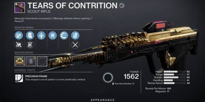 Destiny 2: How To Get The Tears of Contrition Scout Rifle (& God Rolls)