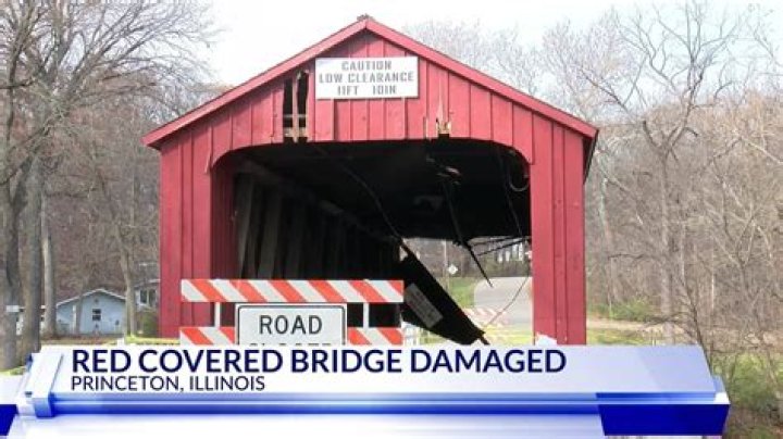 Historic Red Covered Bridge heavily damaged after hit by semi