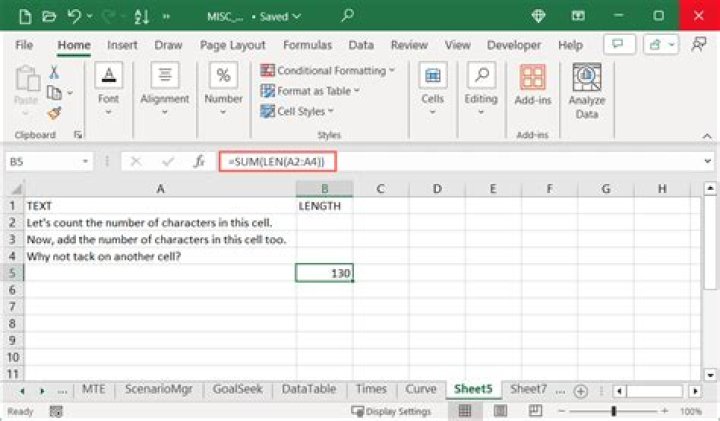 How to Count Characters in Microsoft Excel