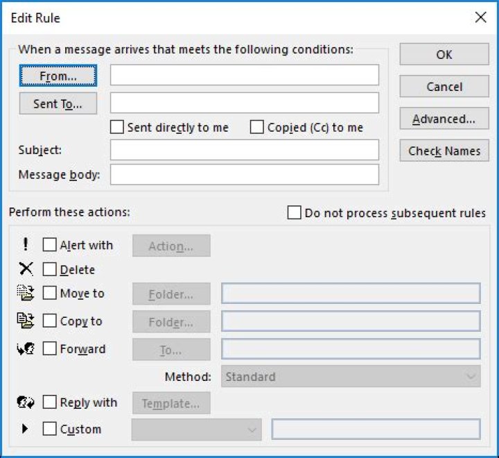 How to create server-side rules in outlook