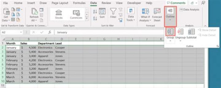 How to Group and Collapse Rows in Microsoft Excel