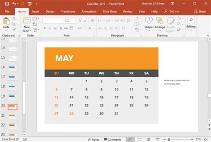 How to insert a calendar in powerpoint