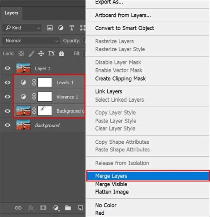 How to merge layers in photoshop