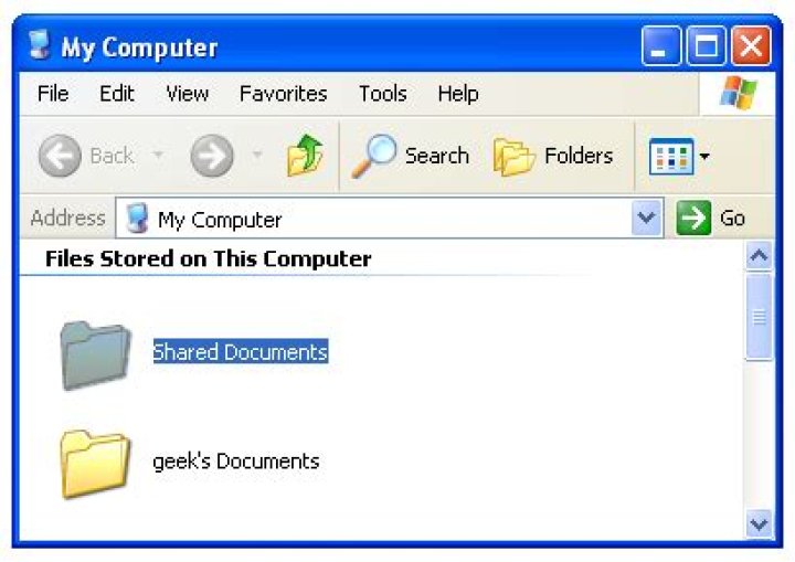 How to remove shared documents icon from my computer in windows xp