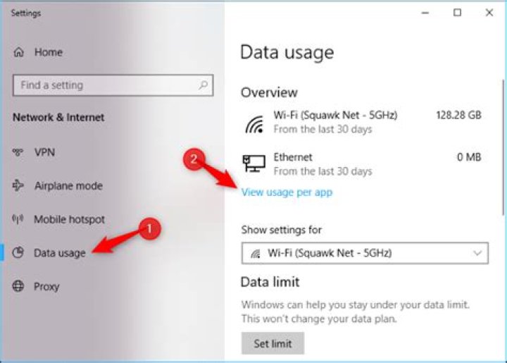 How to reset or clear data usage in windows 10