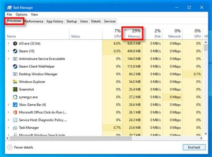 How to see which programs are using all your memory on windows
