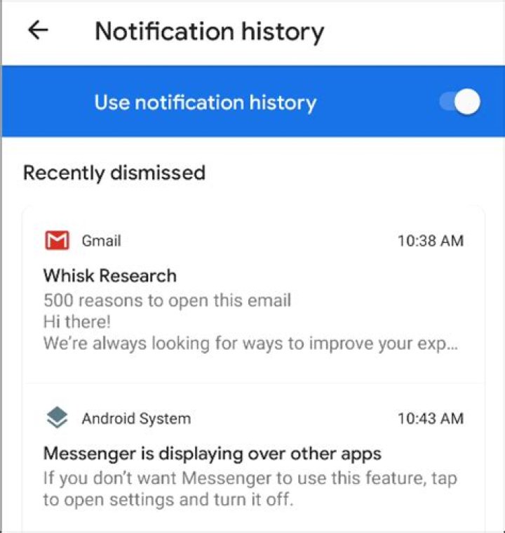 How to see your notification history in android