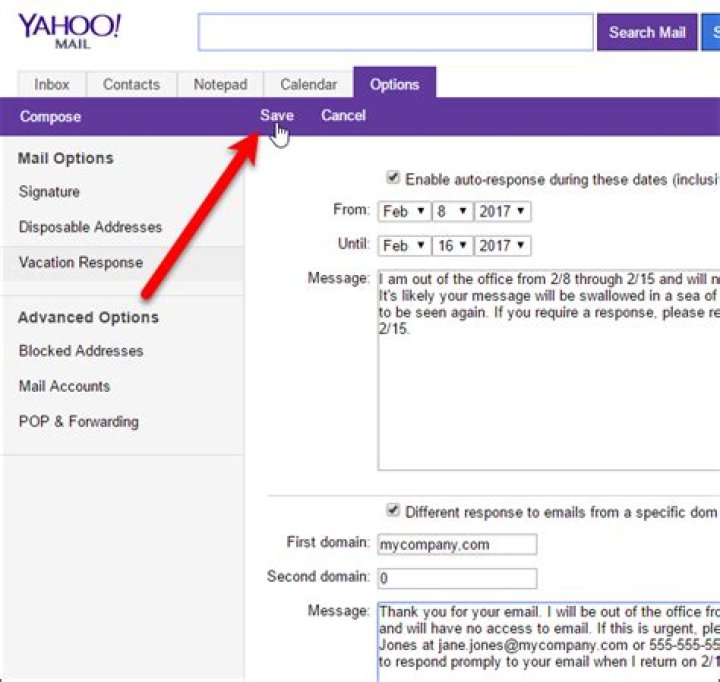 How to set up an out of office reply in yahoo mail