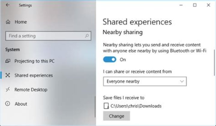 How to use nearby sharing on windows 10