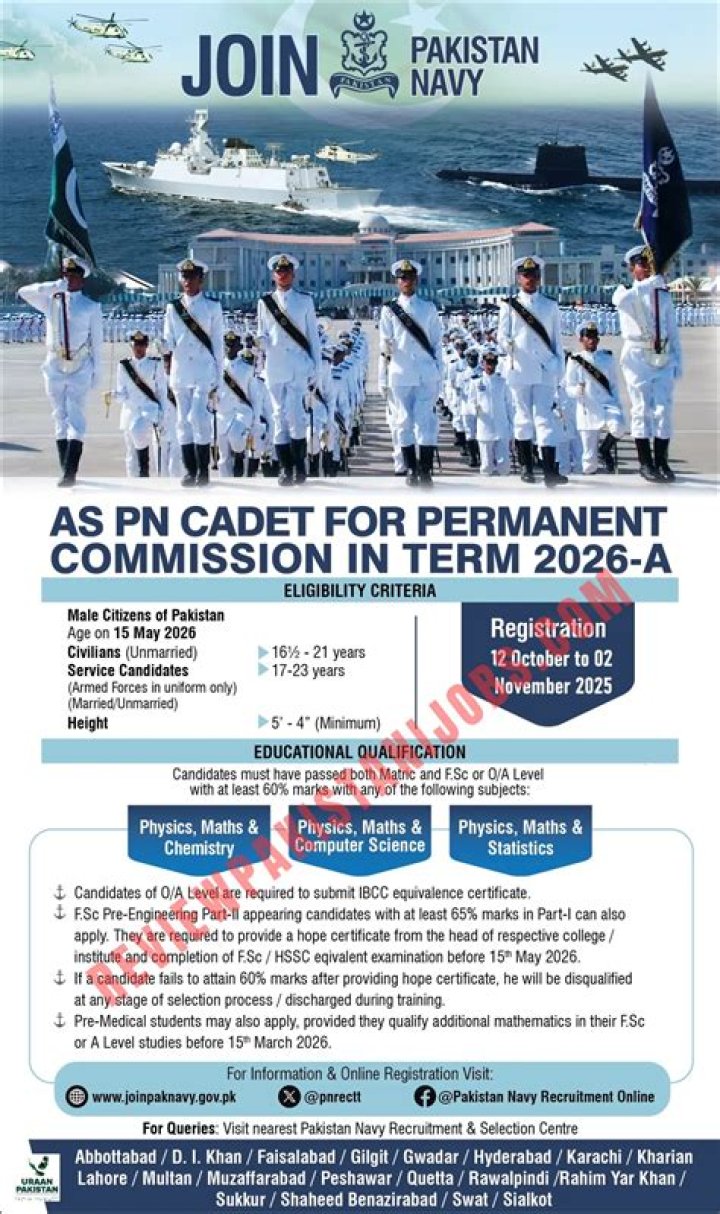Join Pak Navy as PN Cadet 2024-A Online Registration Date & Eligibility Criteria