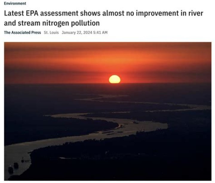 Latest EPA assessment shows almost no improvement in river and stream nitrogen pollution