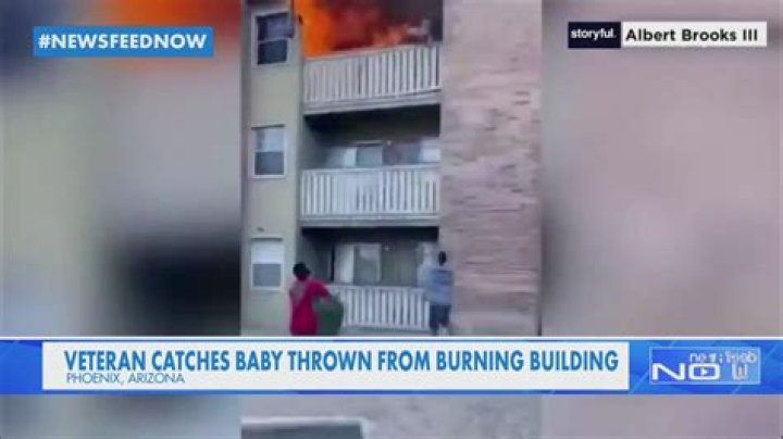 Newsfeed Now: Veteran catches baby from burning building; “Cat burglar” goes viral