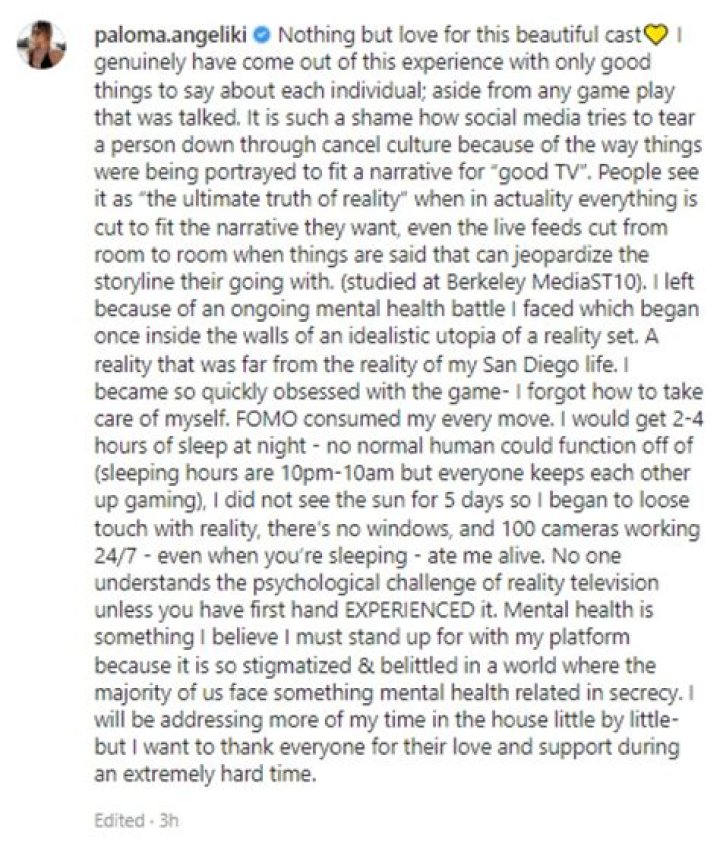 Paloma Aguilar now blames her Big Brother gameplay on false ‘narrative’ and ‘cancel culture’