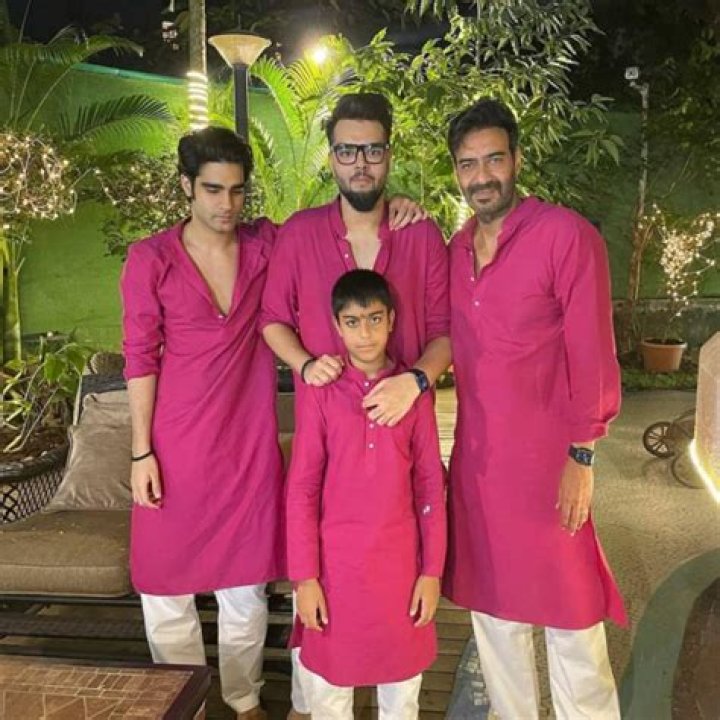 PHOTOS: Ajay Devgn colour coordinates with son Yug & others during Diwali celebration
