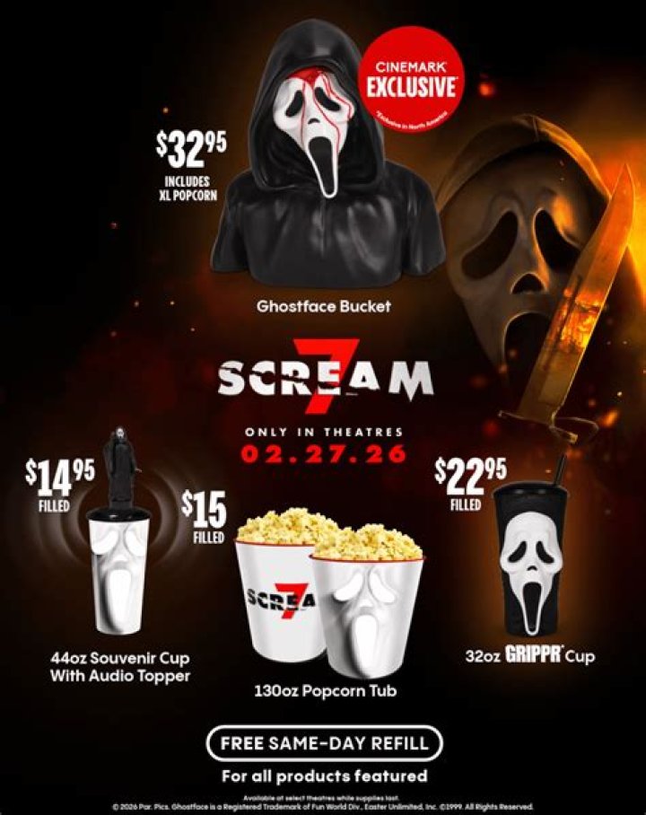 Scream VI Ghostface Popcorn Buckets Now Available Through Cinemark's Website
