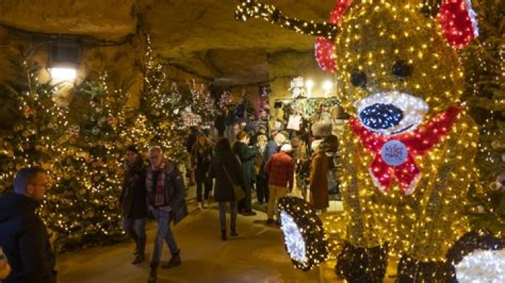 The award-winning Christmas market inside a warren of caves under a ruined castle