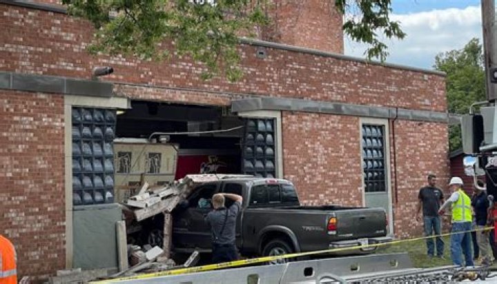 Truck hits Davenport fire station