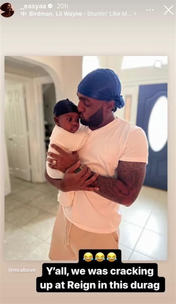 Woody Randall and son Reign wear matching durags in adorable photo