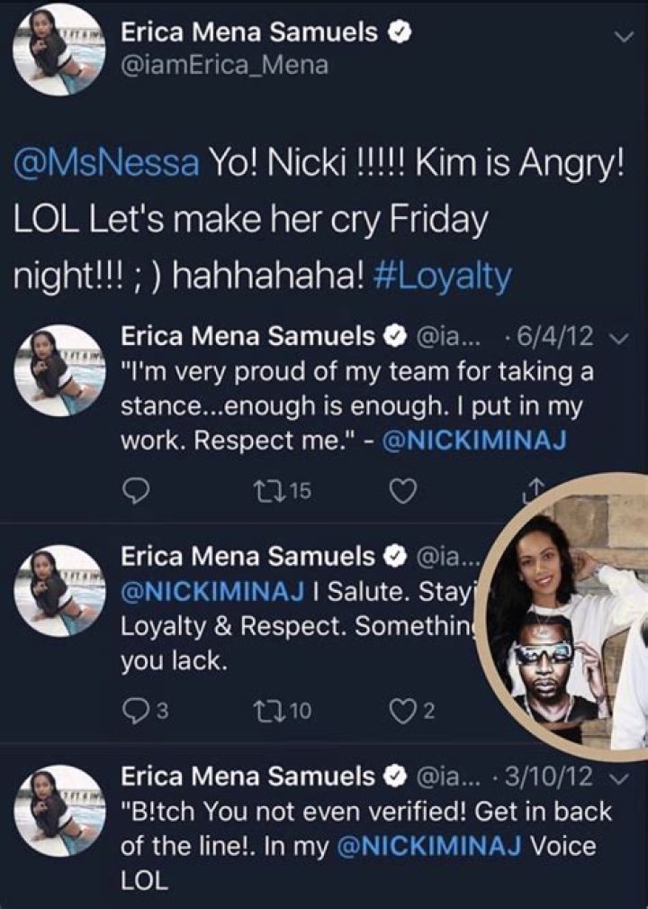 Wrong Answer: Social Media Digs Up Erica Mena’s Old Tweets After She Shades Fiancé Safaree’s Ex Nicki Minaj and Her Music